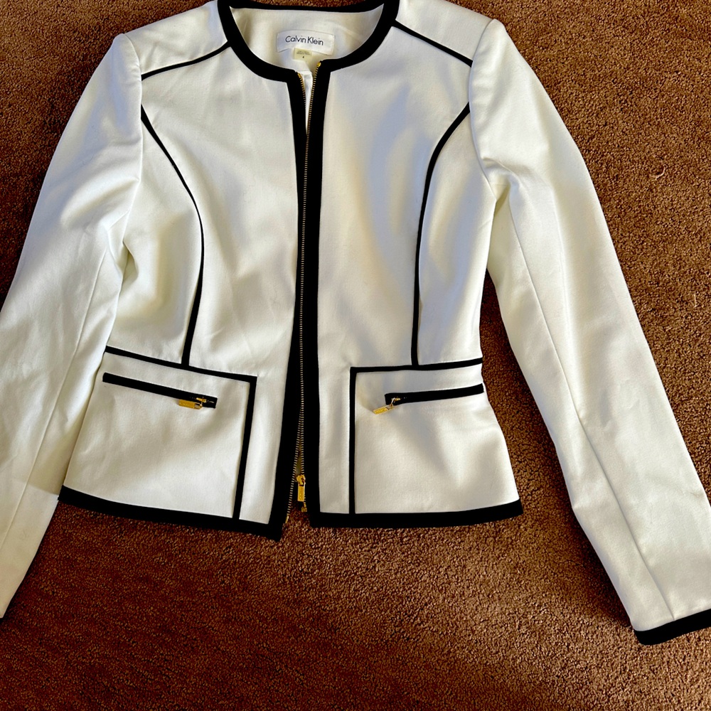Calvin Klein gold zipper black and white jacket/top